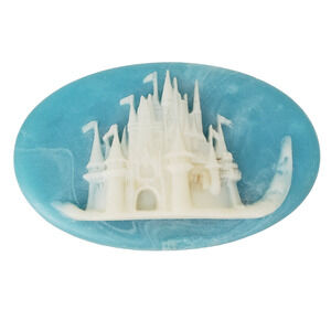 Vintage Walt Disney Cinderella Castle Blue Soap Stone Trinket Jewelry Box Cute